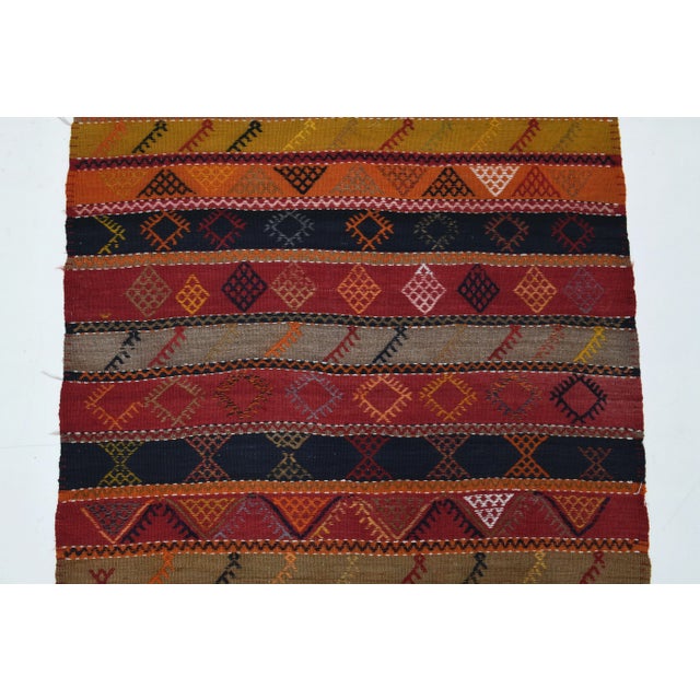 1970s Vintage Turkish Oushak Handmade Wool Cotton Red Runner Rug For Sale In San Francisco - Image 6 of 11