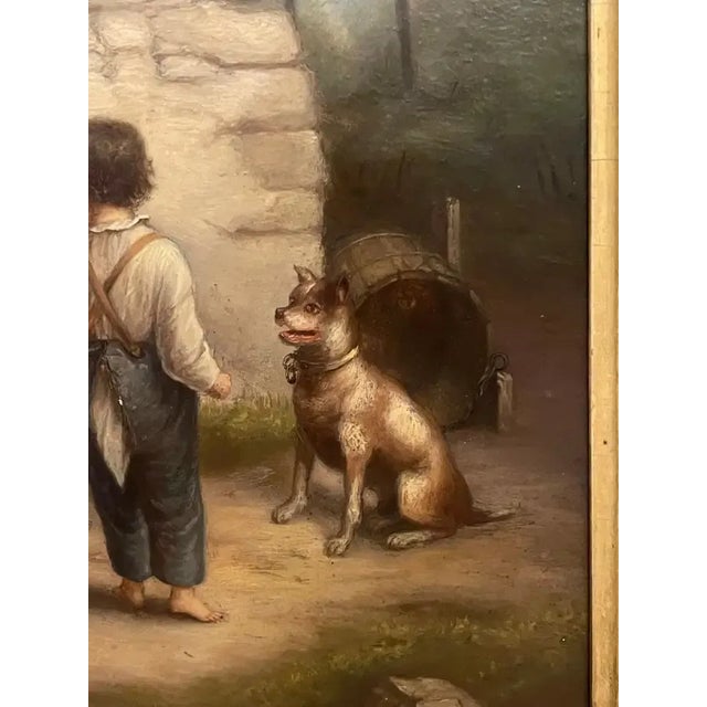 19th Century French Painting 'Backyard Fight', Unsigned For Sale - Image 9 of 11