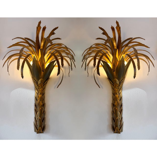 Pair of Brass Palm Tree Sconces by Maison Jansen, France, 1970s For Sale - Image 12 of 12