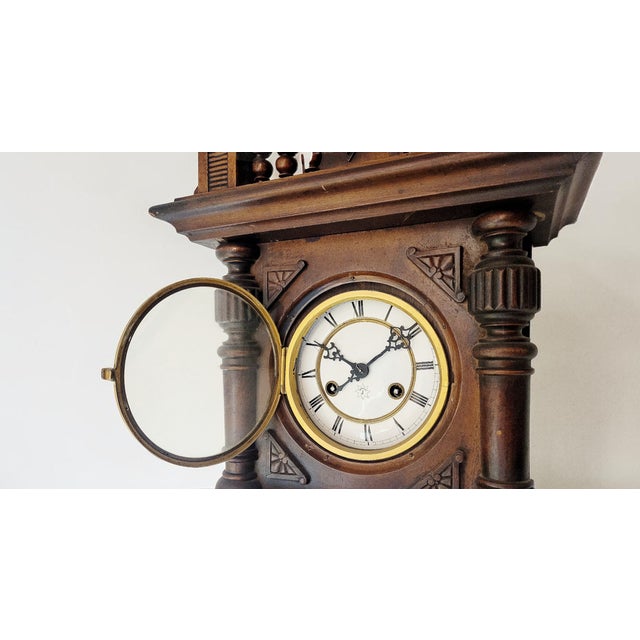 Antique Junghans German Regulator Wall Clock with Pendulum, 1890 For Sale - Image 4 of 15