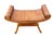 Wood Vintage Tortoise Bamboo and Rattan Weave Scrolling Curved Bench For Sale - Image 7 of 8
