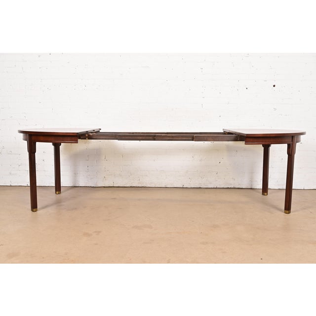 Wood Michael Taylor for Baker Far East Collection Walnut Extension Dining Table, Newly Refinished For Sale - Image 7 of 13