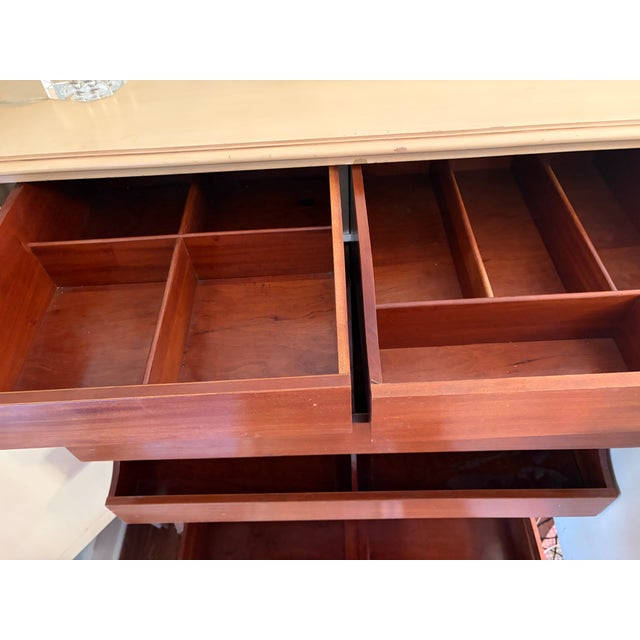 Light Yellow Vintage Royal Furniture Co. French Provincial Cane Armoire / Linen Press For Sale - Image 8 of 12