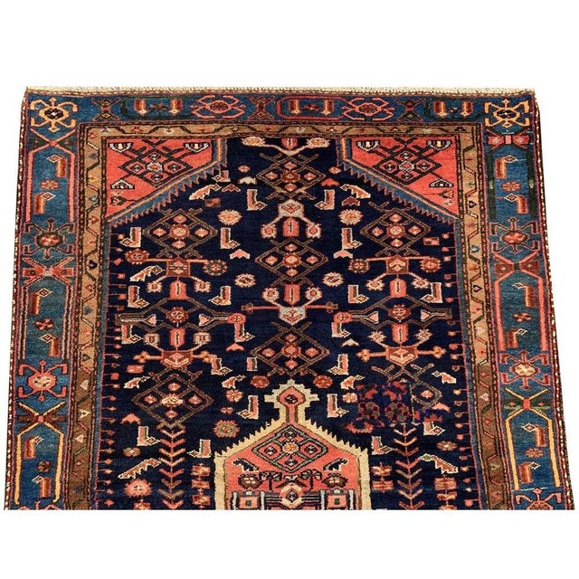 Authentic Hand Knotted Antique Hamidoun Wool Area Rug 6.3 X 3.10 Ft For Sale - Image 4 of 11