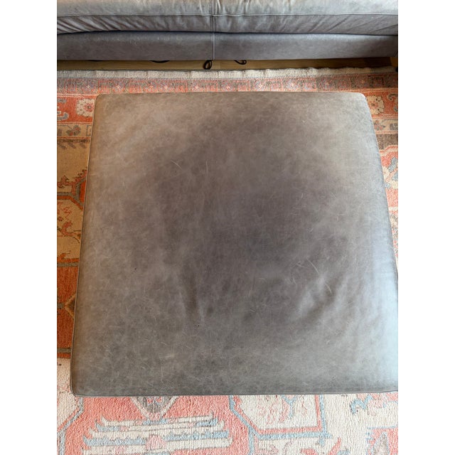 Ink Blue Pottery Barn: Jake Leather Sectional, Indigo For Sale - Image 8 of 10