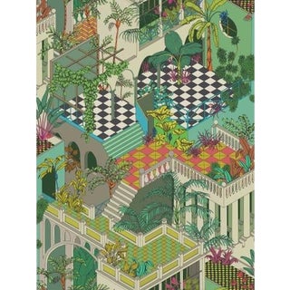 Cole & Son Miami Wallpaper Roll - Green And Coral For Sale