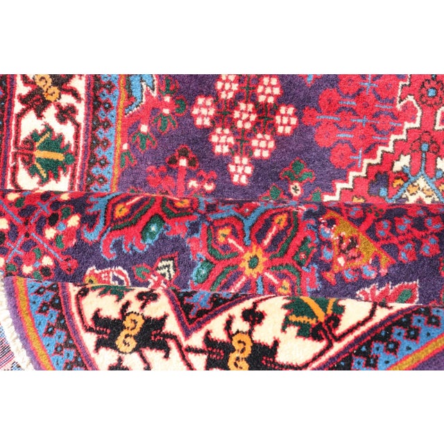 Antique Persian Joshaghan Runner With Diamond Medallions in Deep Red 3'5 X 10'6 For Sale - Image 11 of 12
