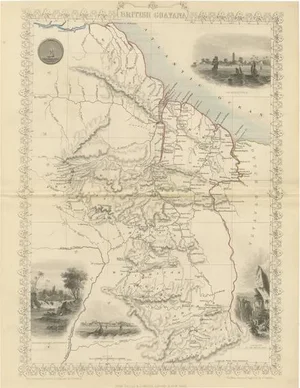 Tallis Map of British Guiana with Colonial Vignettes and Other Landmarks, 1851