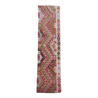 1970s Vintage Handmade Wool Cotton Pink Runner Rug For Sale