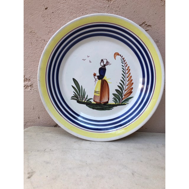 French Country French Faience Plate Henriot Quimper, Circa 1930 For Sale - Image 3 of 3