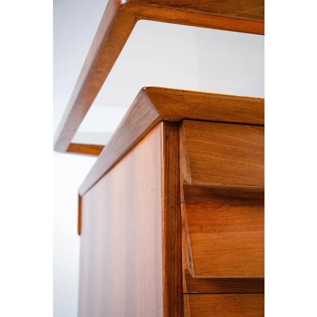 Writing Desk in Walnut and Glass attributed to Silvio Cavatorta, Italy, 1950s For Sale - Image 3 of 13