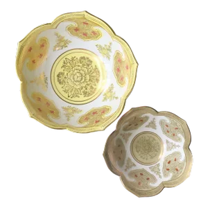 Chinoiserie Porcelain Hand Painted Lotus Bowls - Set of 2