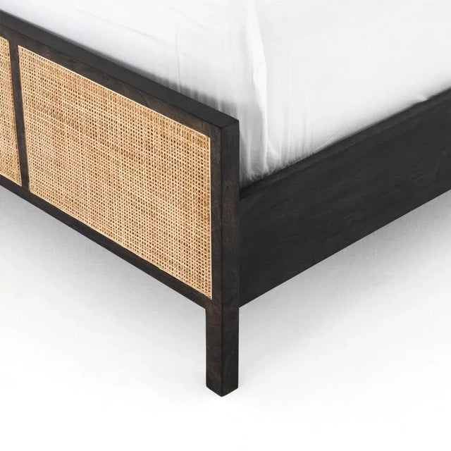 Four Hands Sydney Black Wood and Natural Cane King Bed For Sale - Image 10 of 13