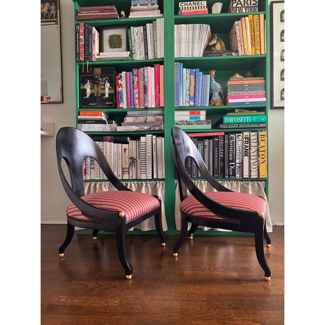 Mid-Century Modern 1960s Pair of Regency Spoon Back Chairs For Sale - Image 3 of 11