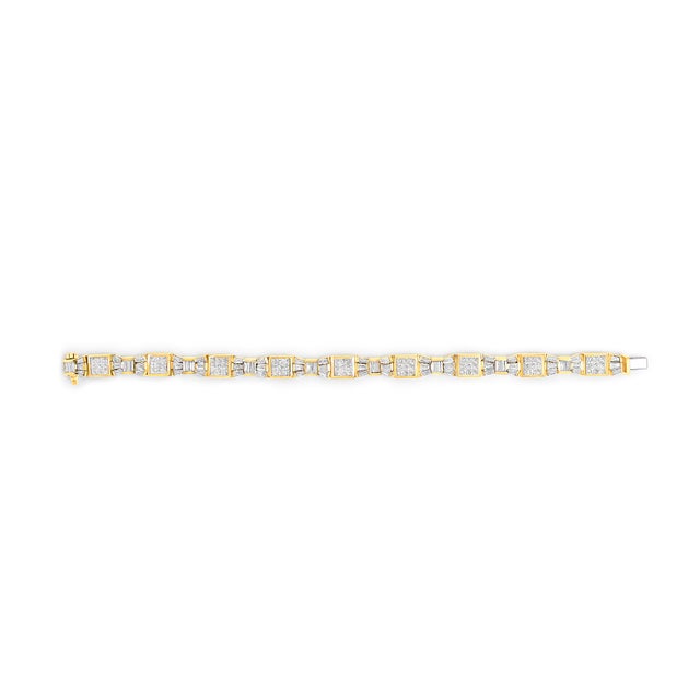 Contemporary 14K Yellow Gold 9.0 Cttw Diamond Alternating Bow and Box Link Bracelet (G-H Color, VS1-VS2 Clarity)- 7" For Sale - Image 3 of 6