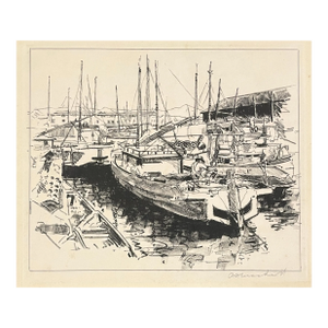 1930s Alexander Samuel MacLeod Hawaiian Boat Basin Lithograph