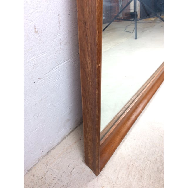 Mid Century Modern Long Rectangular Wall Mirror With Walnut Frame For Sale - Image 16 of 17
