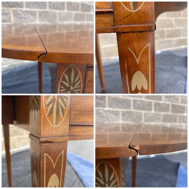 1960s Drexel Wallace Nutting Collection Federal or Hepplewhite Paint Decorated Mahogany Drop Leaf Pembroke Style Side or End Table For Sale - Image 12 of 12