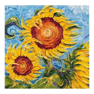 Contemporary “Sunflowers” – Original Impasto Oil Painting by Paris Wyatt Llanso For Sale
