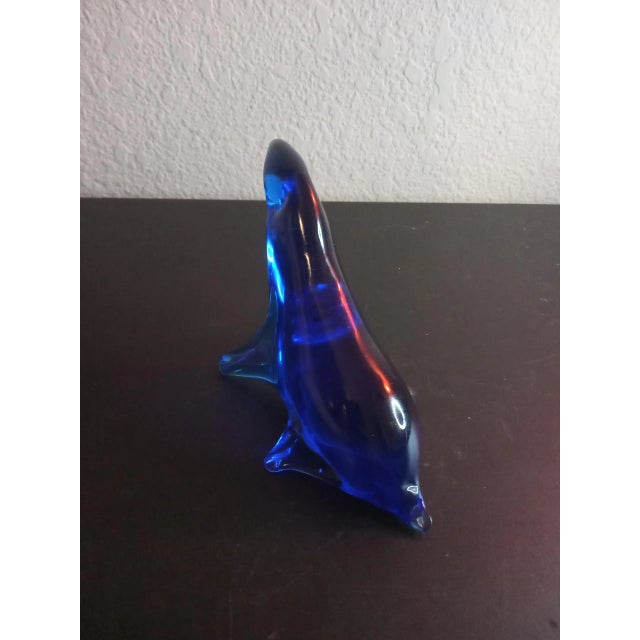 This is Cobalt Blue Art Glass 4" Sea Lion Figurine. Procured at auction