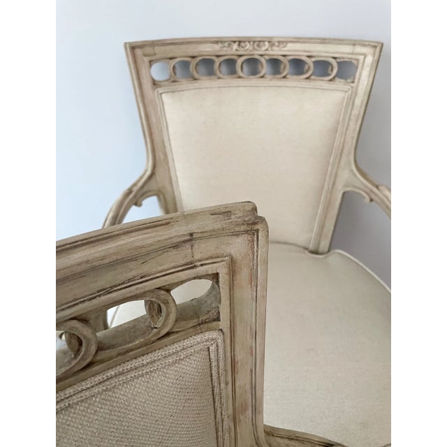 Oyster Gray Antique French Neoclassical Armchairs-A Pair For Sale - Image 8 of 13