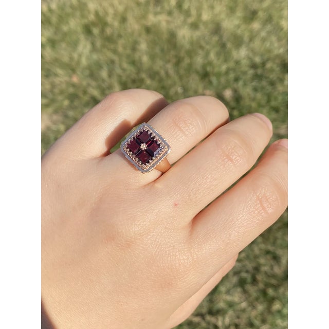 The Clatsop: Ladies Antique Rose Gold and Garnet Cocktail Ring For Sale - Image 4 of 12