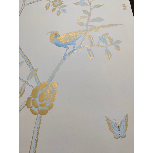 Not Yet Made - Made To Order Pale Blue Chinoiserie Mural | 10-Panel Hand-Painted Floral & Bird Wallpaper For Sale - Image 5 of 6
