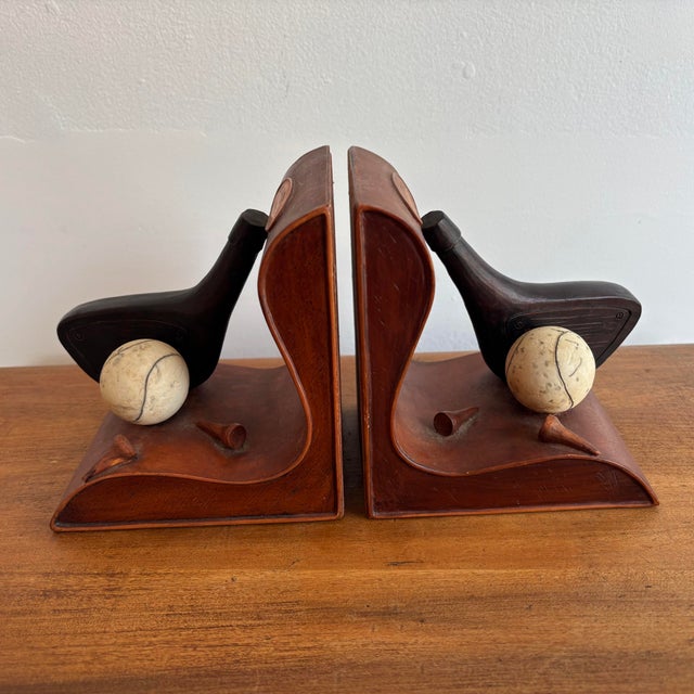 Ceramic Vintage Country Club Golf Bookend Pair For Sale - Image 7 of 8