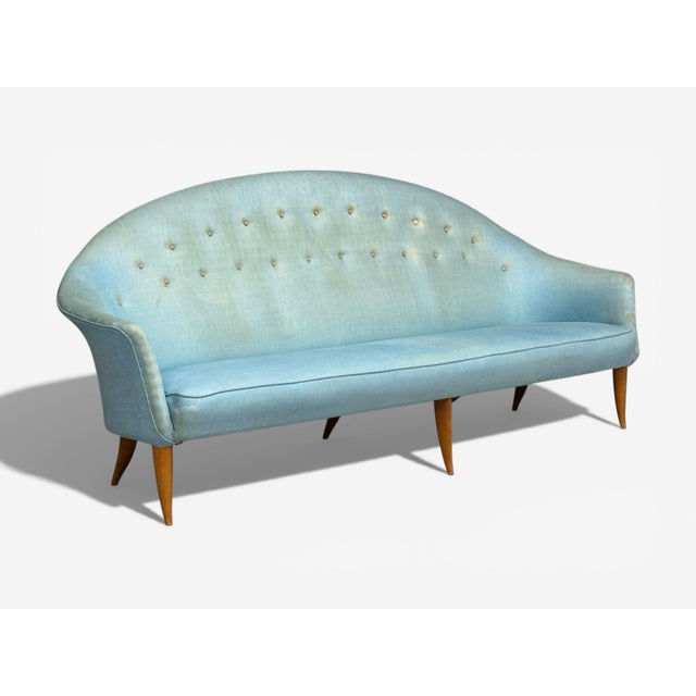 Mid-Century Modern Kerstin Hörlin-Holmquist, Sofa, Beech, Fabric, Sweden, 1940s For Sale - Image 3 of 9