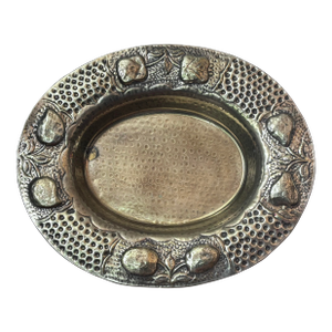 Late 20th Century Hammered Silver Fruit Motif Deep Platter