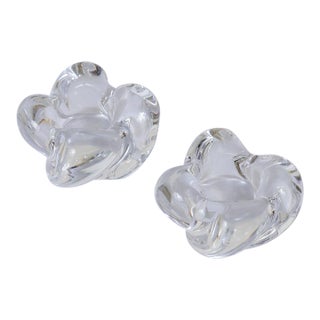 1950s Pair of French Glass Candle Holders For Sale