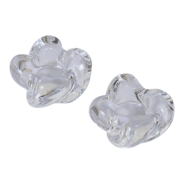 1950s Pair of French Glass Candle Holders For Sale