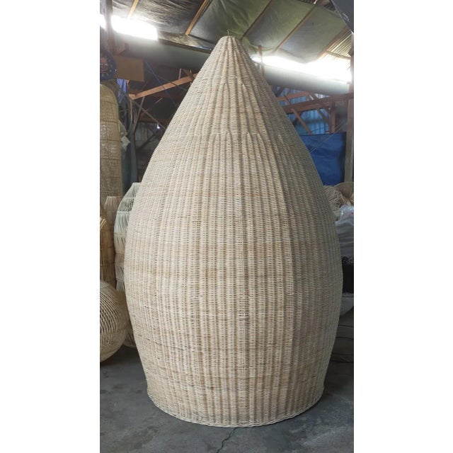 Wood Giant Raw Rattan Pod Pendant Light For Sale - Image 7 of 11