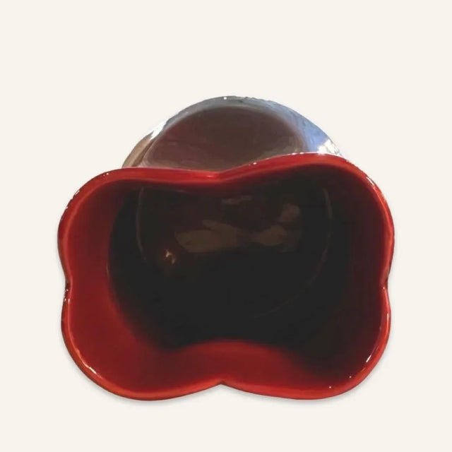 Modern 1990s Eva Zeisel Small Red Iridescent Glaze Porcelain Zsolnay Vessel With Gold Overtones For Sale - Image 3 of 5