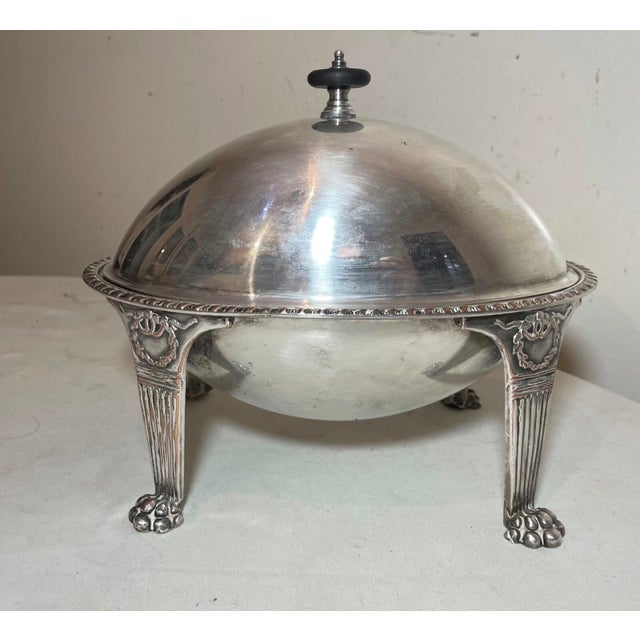 Antique 1800s Ornate Empire Silverplated Footed Bacon Breakfast Server Dome Dish For Sale - Image 13 of 14