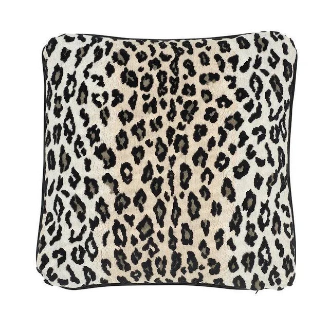 Boho Chic Schumacher Safari Epingle 20" Pillow in Snow Leopard For Sale - Image 3 of 3