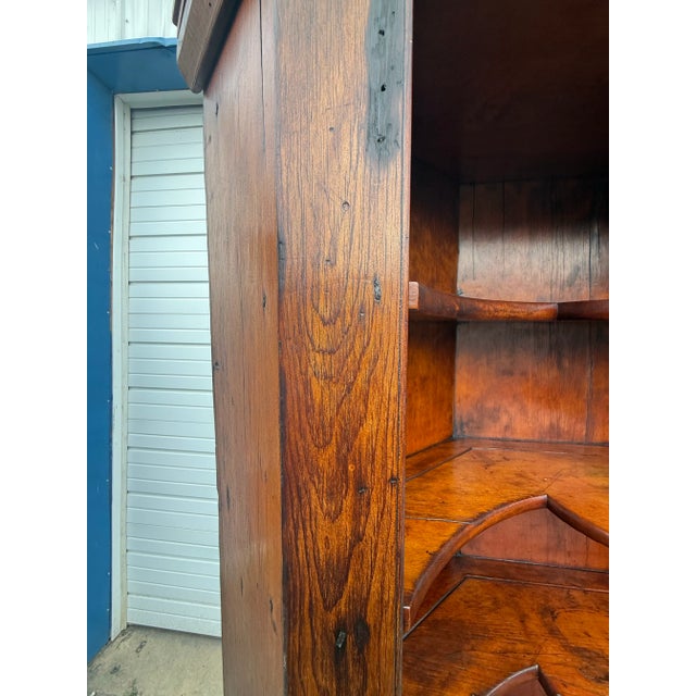 Brown Antique Colonial Wormwood Pine Corner Cabinet Circa Early 1800's For Sale - Image 8 of 12