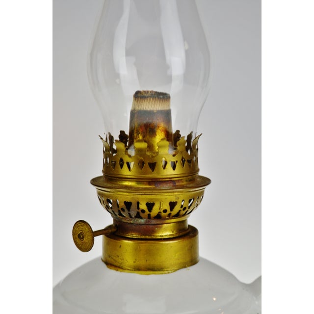 Vintage White Glazed Ceramic Oil Lamp Chairish