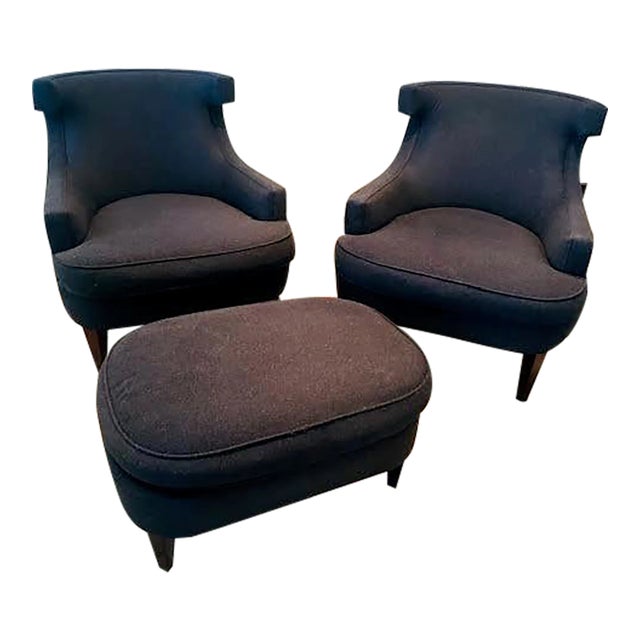 George Smith Natalie 2 Chairs & Ottoman Set For Sale