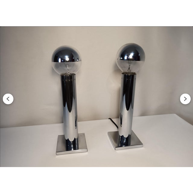 Italian Silver Table Lamps by Reggiani, 1970s, Set of 2 For Sale - Image 9 of 12