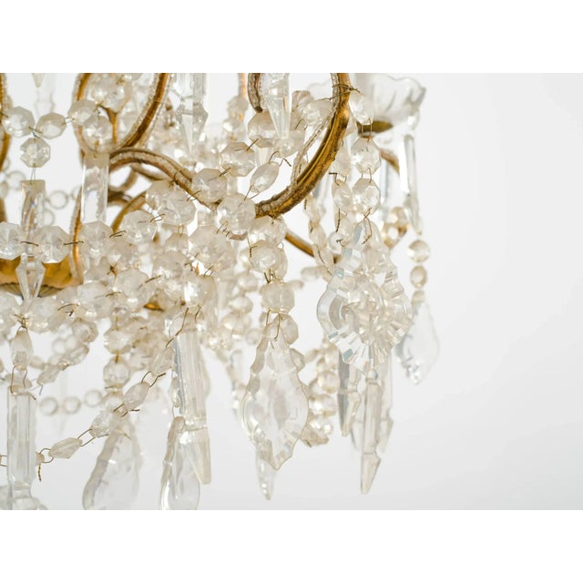 Metal Large Beaded Italian Six-Arm Chandelier For Sale - Image 7 of 10