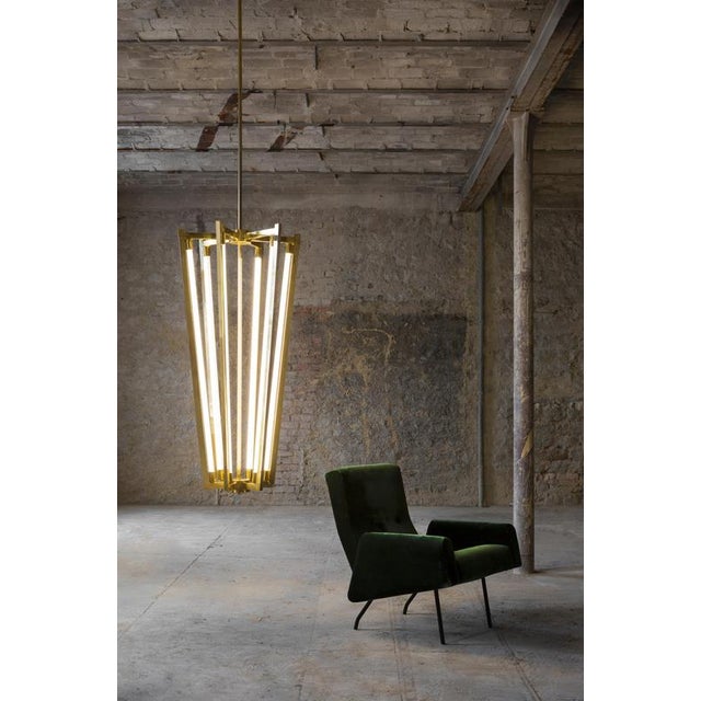 Black Brass Glass Tubes Pendant Light by Magic Circus Editions For Sale - Image 8 of 11