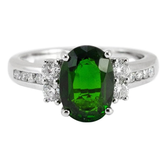 Ladies 14k White Gold Tourmaline Accented Diamond Cocktail Ring, Size 7.25 For Sale