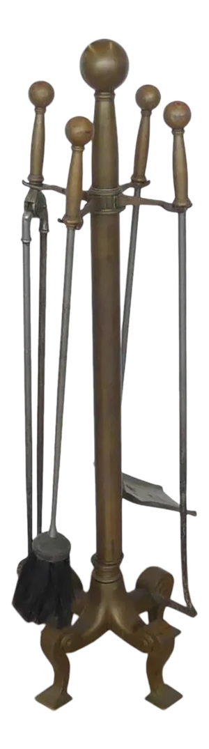 Antique Georgian Bronze and Steel Fireplace Tools on Scroll Cabriole Legs