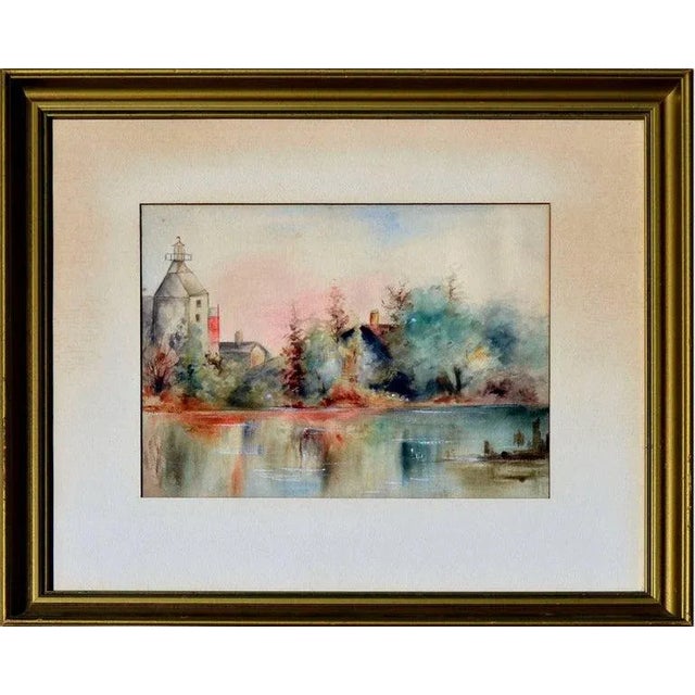 Paper C G Standeford Pond Reflections Watercolor Landscape 1940 For Sale - Image 7 of 7