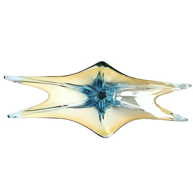 An amazing Large Venetian Murano Style glass object in an unusual design and a pretty beautiful color. A highly decorative...