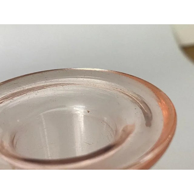 Vintage Pink Glass Bottle with Black Cap, France, 1940 For Sale - Image 3 of 11