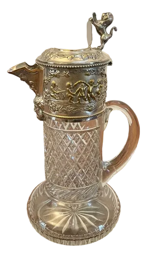 Victorian Silver Plated Cut Glass Claret Jug, 1860s