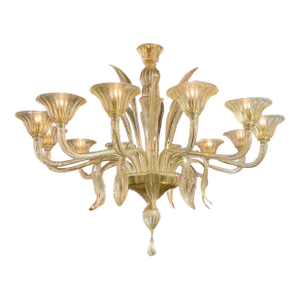 Murano Glass 12-Light Leaf Chandelier