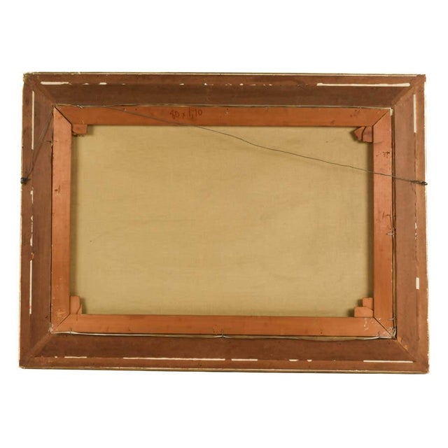 Wood Framed Signed Afternoon in the Fishing Village Oil on Canvas For Sale - Image 7 of 14